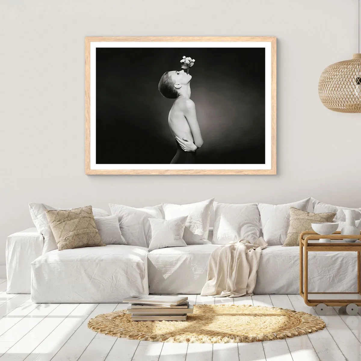 Plakat i ramme af lyst egetræ - Excentrisk elegance - 50x40 cm