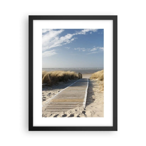 Plakat i sort ramme - Bag klitten, i græssets summen - 30x40 cm