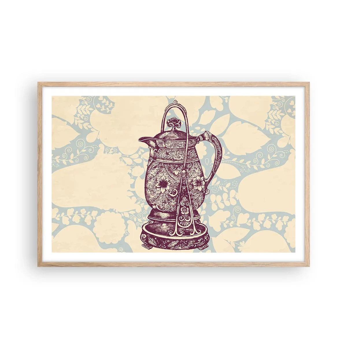 Plakat i ramme af lyst egetræ - Skønheden i hverdagslivet - 91x61 cm