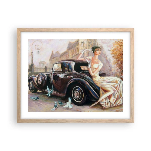 Plakat i ramme af lyst egetræ - Retro elegance - 50x40 cm