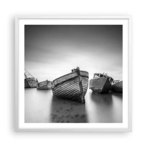 Plakat i hvid ramme - Nu er det bare minder... - 60x60 cm