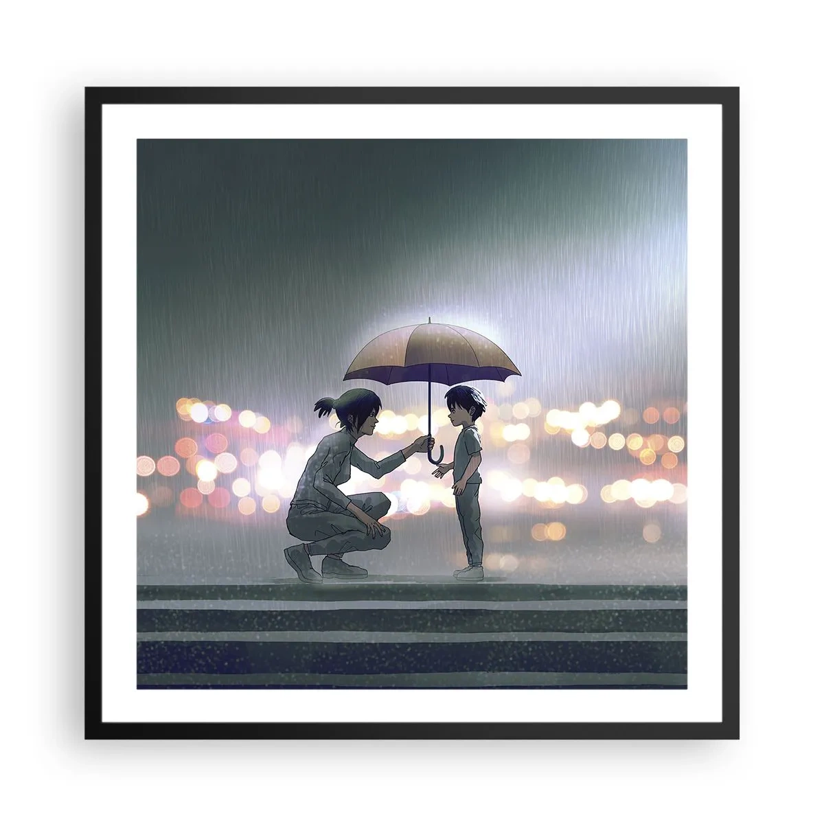 Plakat i sort ramme - Og alt er godt nu - 60x60 cm