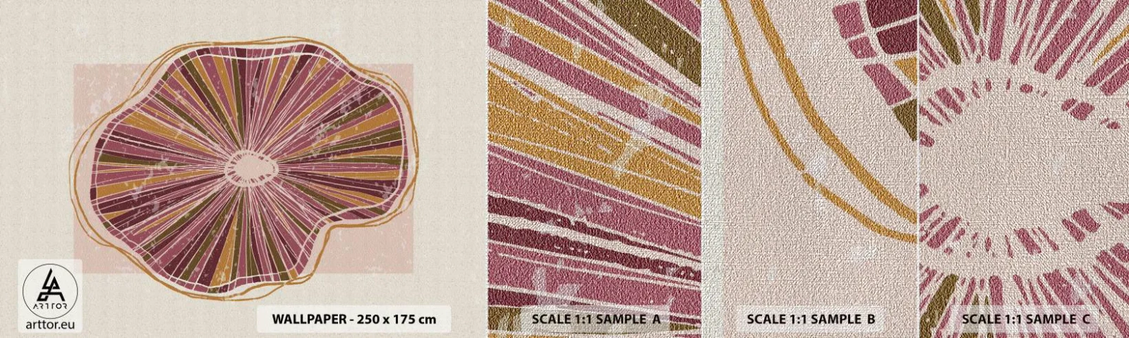 Prøve Fototapet Premium Canvas - Strålende abstraktion - Boho, Minimalisme, Abstraktion - 100x30 cm