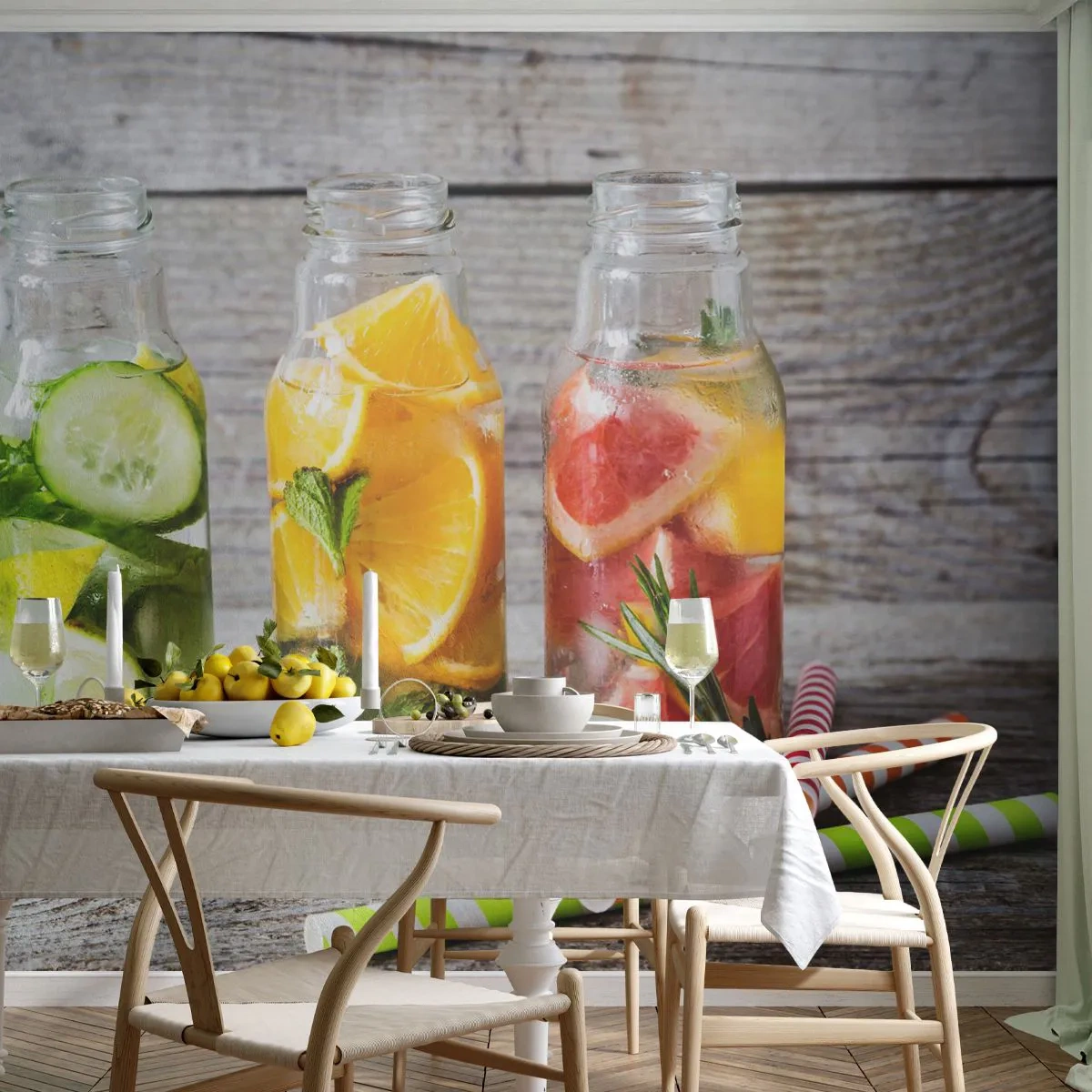 Fototapet Standard Eco - Sund af natur - Gastronomi, Frugtig drik, Frugt - 300x210 cm