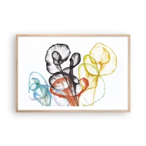 Plakat i ramme af lyst egetræ - Blomster med sjæl - 91x61 cm