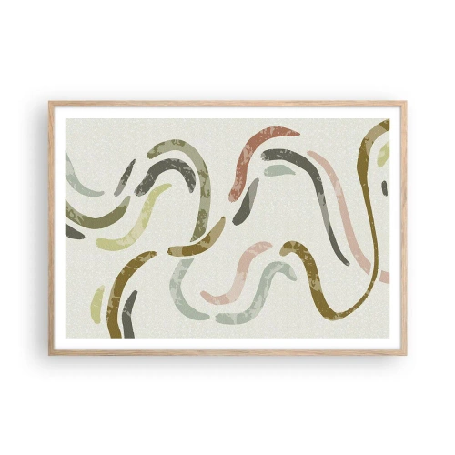 Plakat i ramme af lyst egetræ - Abstraktionens glade dans - 100x70 cm