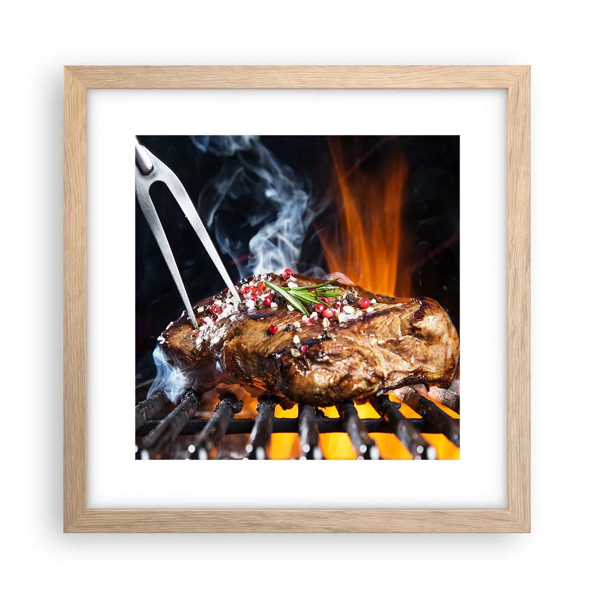 Plakat i ramme af lyst egetræ - Saftig og velduftende - 30x30 cm