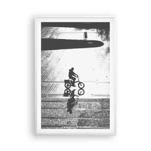 Plakat i hvid ramme - Fremad, gennem byen - 61x91 cm