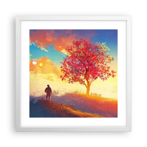 Plakat i hvid ramme - Pilgrim på bestemmelsesstedet - 40x40 cm