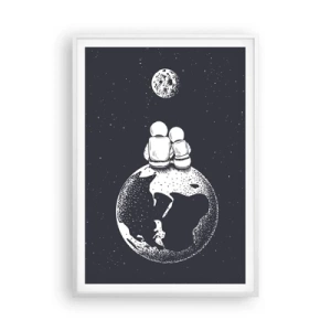 Plakat i hvid ramme - En kosmisk kærlighedshistorie - 70x100 cm