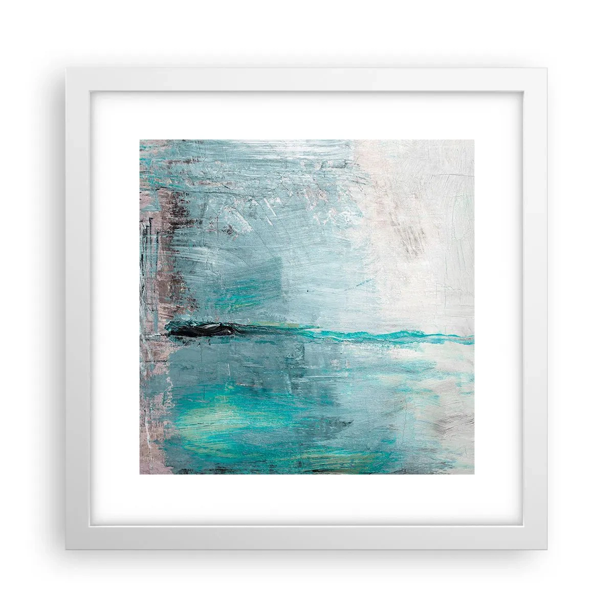 Plakat i hvid ramme - Horisontalt med blå farve - 30x30 cm