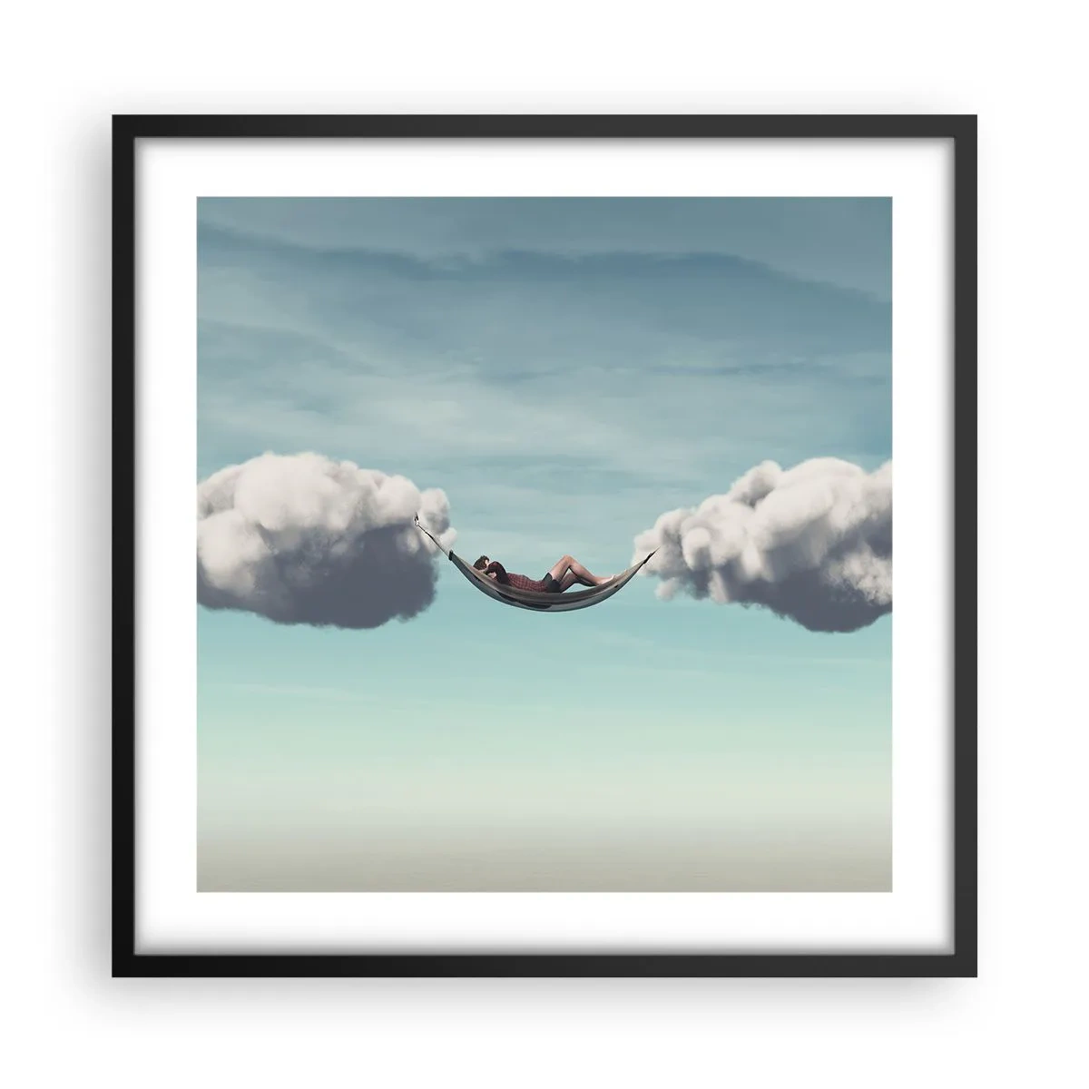 Plakat i sort ramme - Lykken i øjeblikket - 50x50 cm