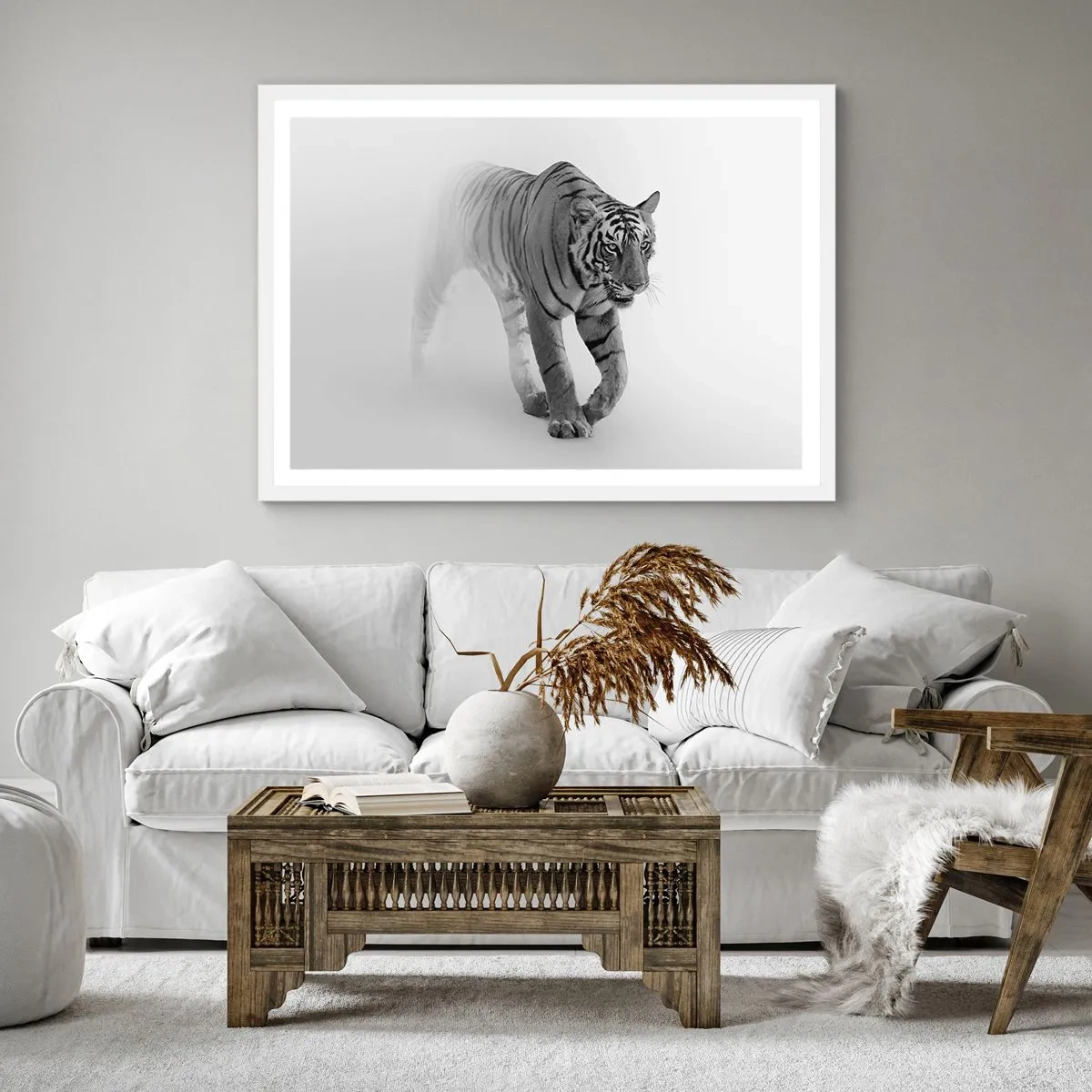 Plakat i hvid ramme - Krybende i tågen - 30x30 cm