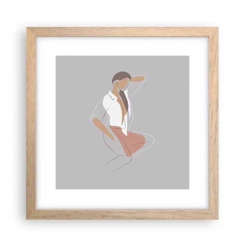 Plakat i ramme af lyst egetræ - Omrids af nåde - 30x30 cm