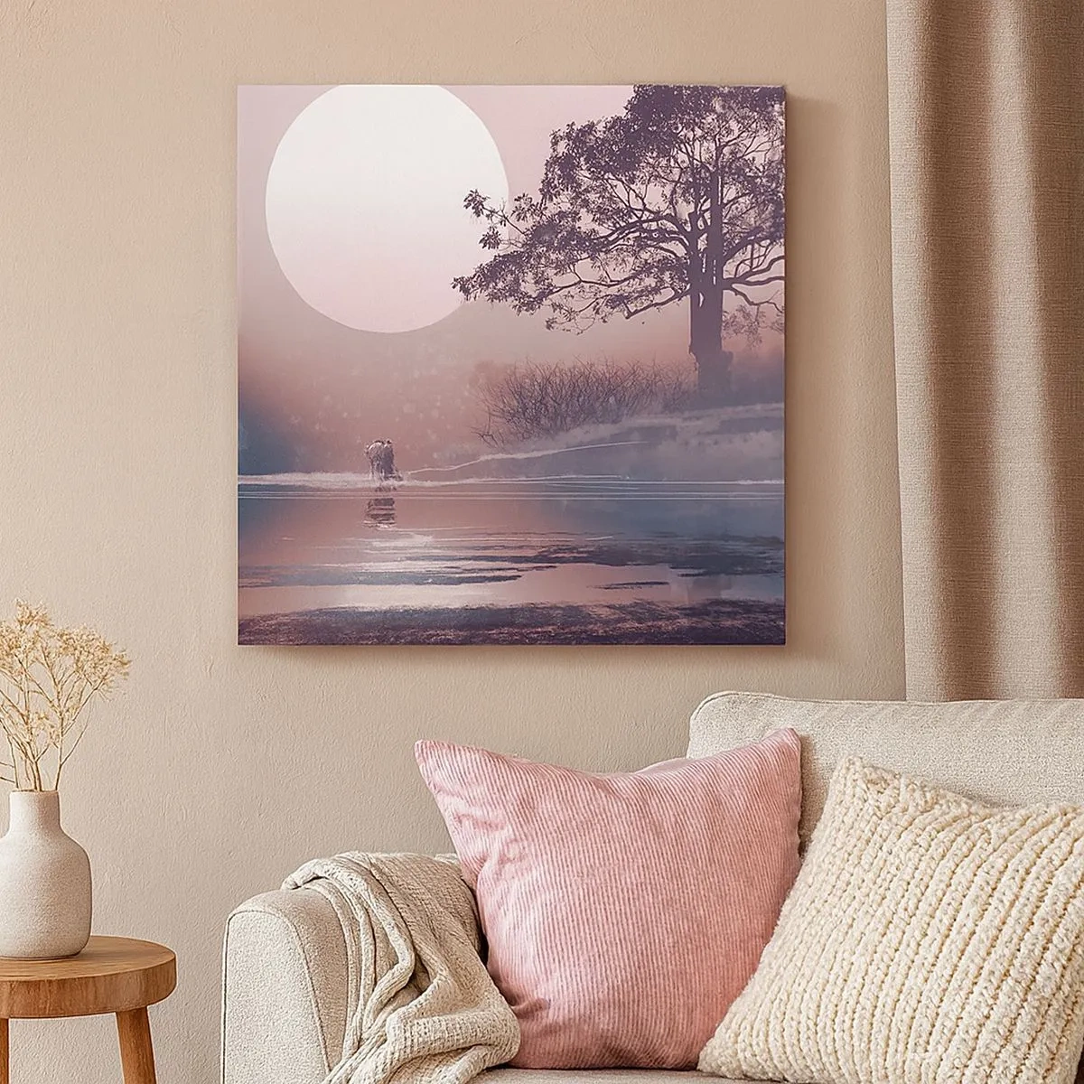 Lærredstryk - Billede på lærred - Natlige mærkværdigheder - 30x30 cm