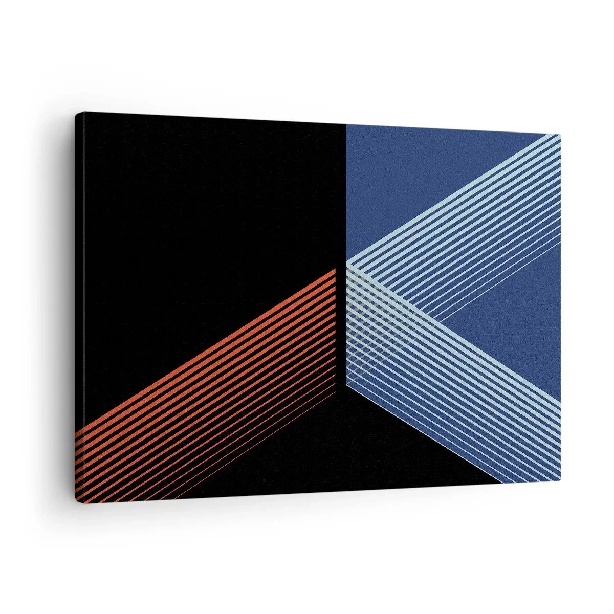 Lærredstryk - Billede på lærred - Geometriske linjer i nuancer af rød og blå - 70x50cm - En simpel historie - Moderne vægdekoration til stue og soveværelse ARTTOR