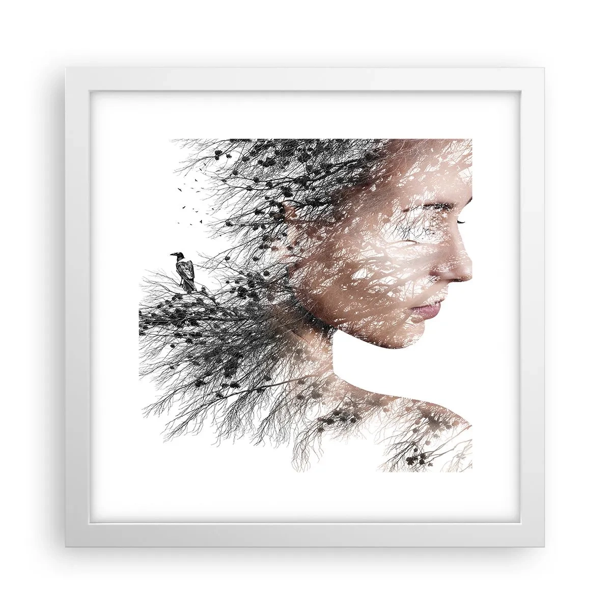 Plakat i hvid ramme - Skovens ånd - 30x30 cm