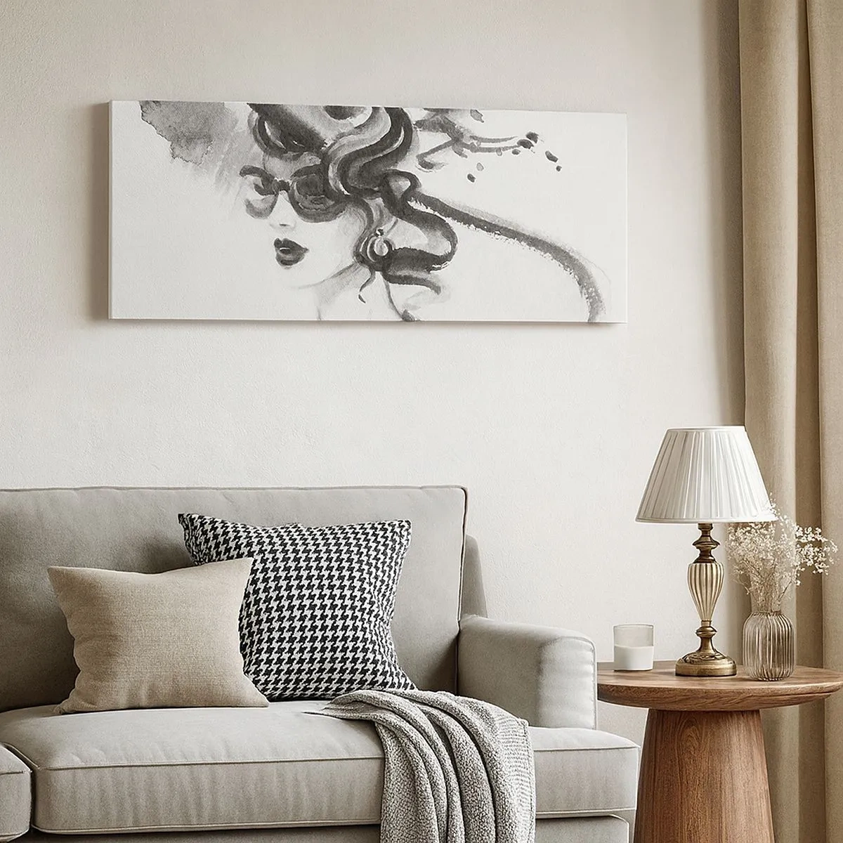 Lærredstryk - Billede på lærred - Dame med karakter - 100x40 cm