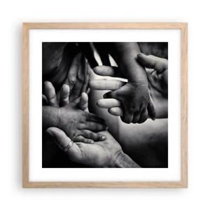 Plakat i ramme af lyst egetræ - At være menneske - 40x40 cm