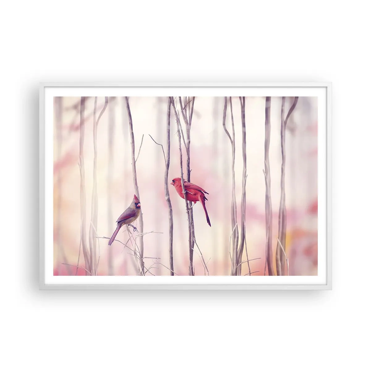 Plakat i hvid ramme - Fortællingen om den lyserøde skov - 100x70 cm