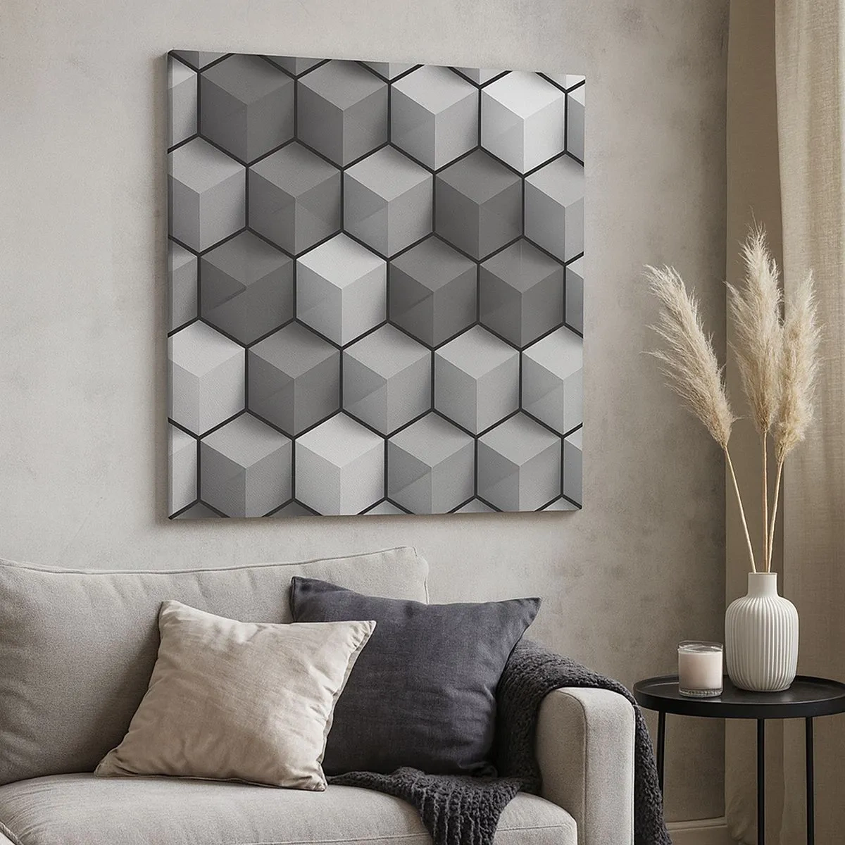 Lærredstryk - Billede på lærred - Kubistisk puslespil - 30x30 cm