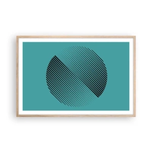 Plakat i ramme af lyst egetræ - Cirklen - en geometrisk variation - 91x61 cm