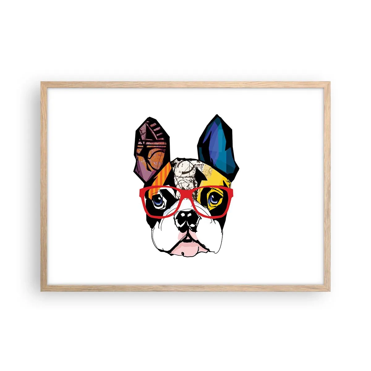 Plakat i ramme af lyst egetræ - Intellektuel - 70x50 cm