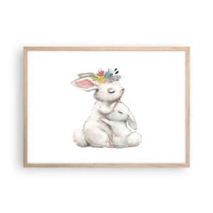 Plakat i ramme af lyst egetræ - Der er intet sted som hos mor - 70x50 cm