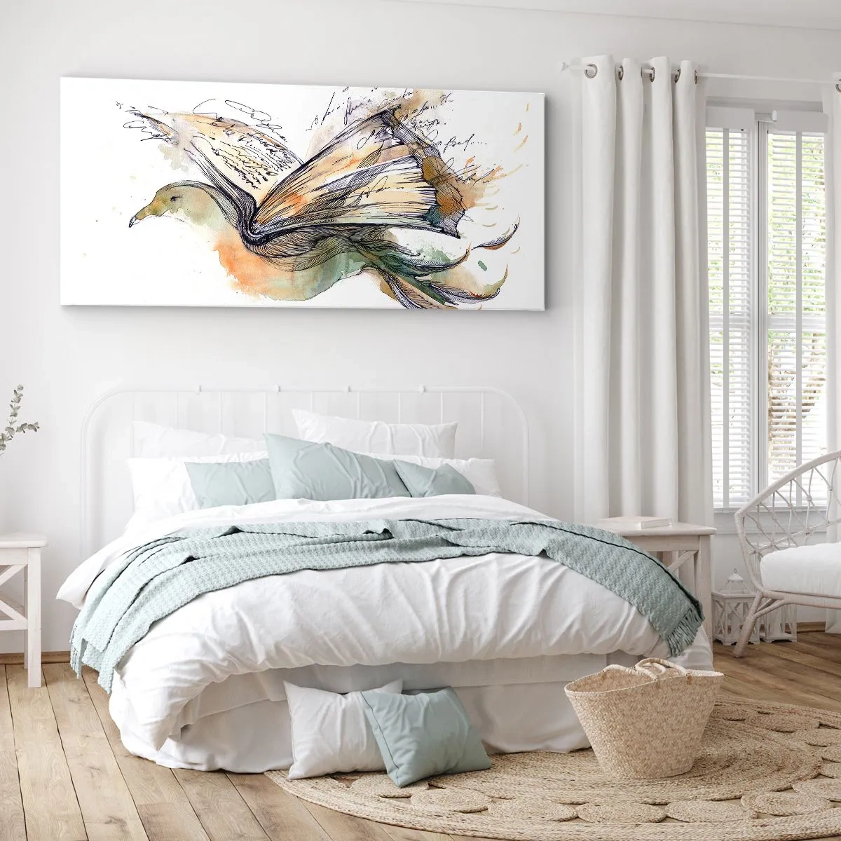 Lærredstryk - Billede på lærred - På poesiens vinger - 160x50 cm