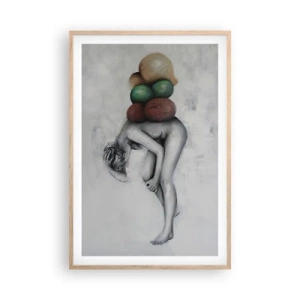 Plakat i ramme af lyst egetræ - Livets byrde - 61x91 cm