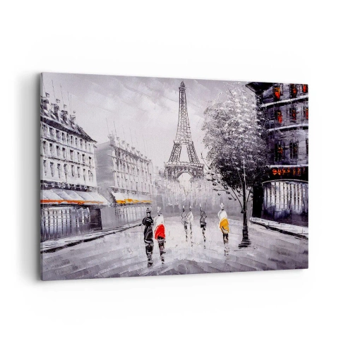 Lærredstryk - Billede på lærred - En parisisk spadseretur - 100x70 cm