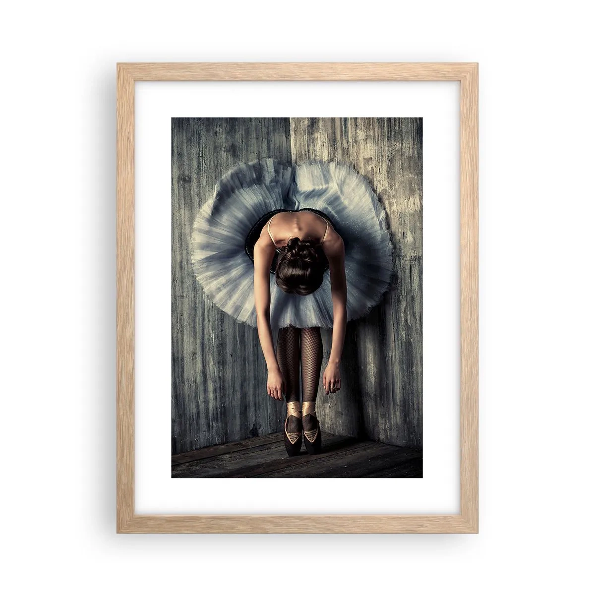 Plakat i ramme af lyst egetræ - Når musikken stopper - 30x40 cm