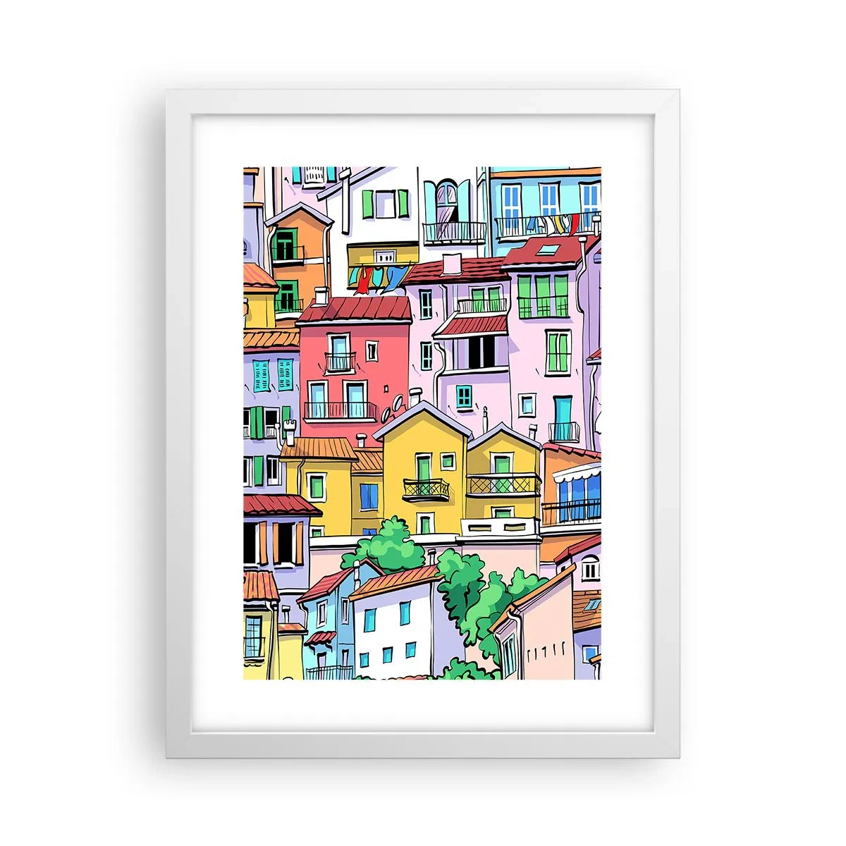 Plakat i hvid ramme - Glædelig by - 30x40 cm