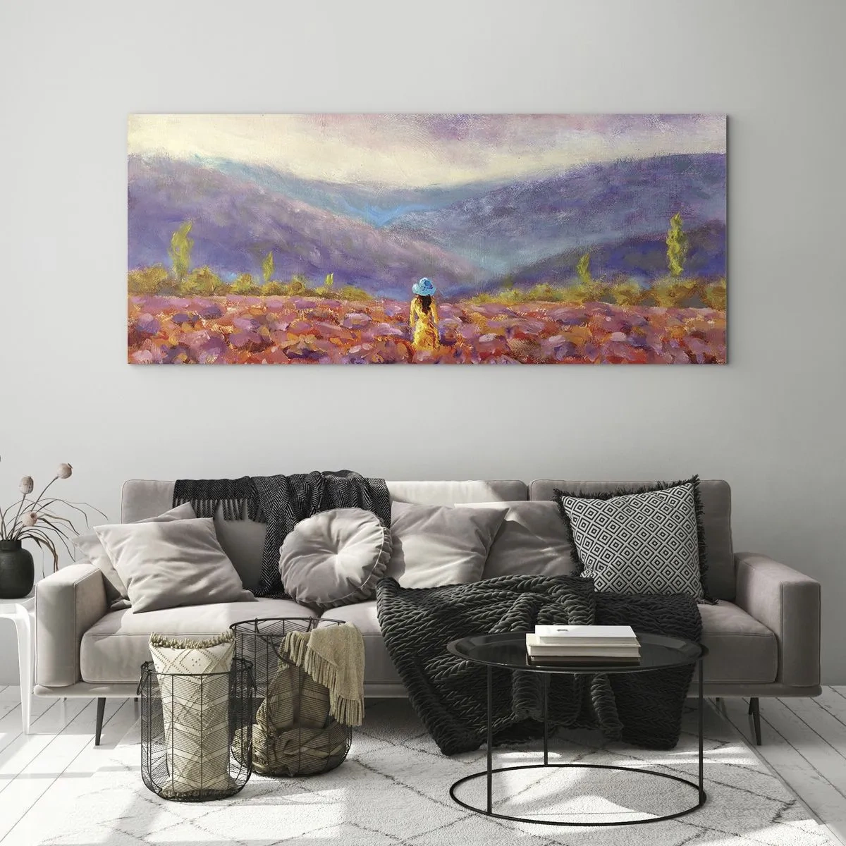 Billede på glas - I en verden af lavendel - 140x50 cm