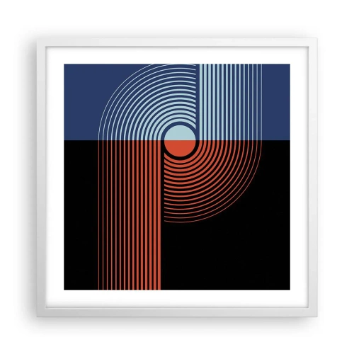 Plakat i hvid ramme - I en geometrisk omfavnelse - 50x50 cm