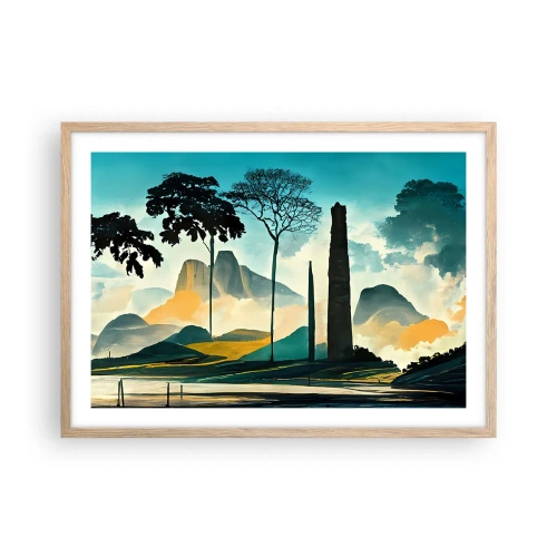 Plakat i ramme af lyst egetræ - Stadig højere og højere - 70x50 cm