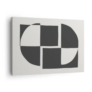Lærredstryk - Billede på lærred - Abstrakte geometriske former i sort-hvid - 70x50cm - Antitese - syntese - Moderne vægdekoration til stue og soveværelse ARTTOR