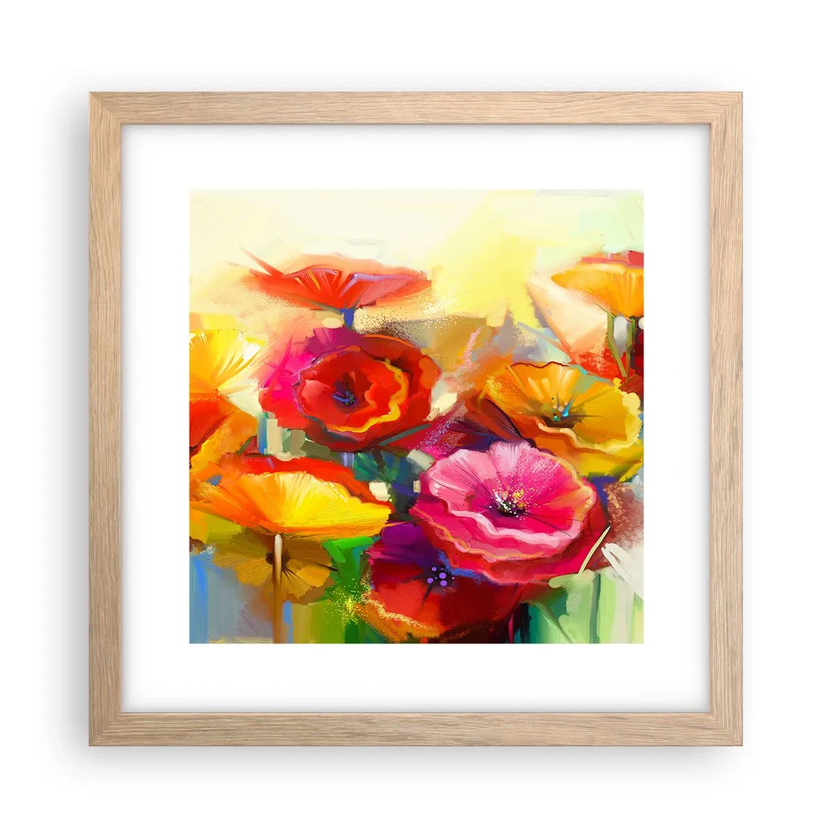 Plakat i ramme af lyst egetræ - Ikke kun rødt - 30x30 cm