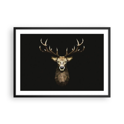 Plakat i sort ramme - Kubistisk hjort - 70x50 cm