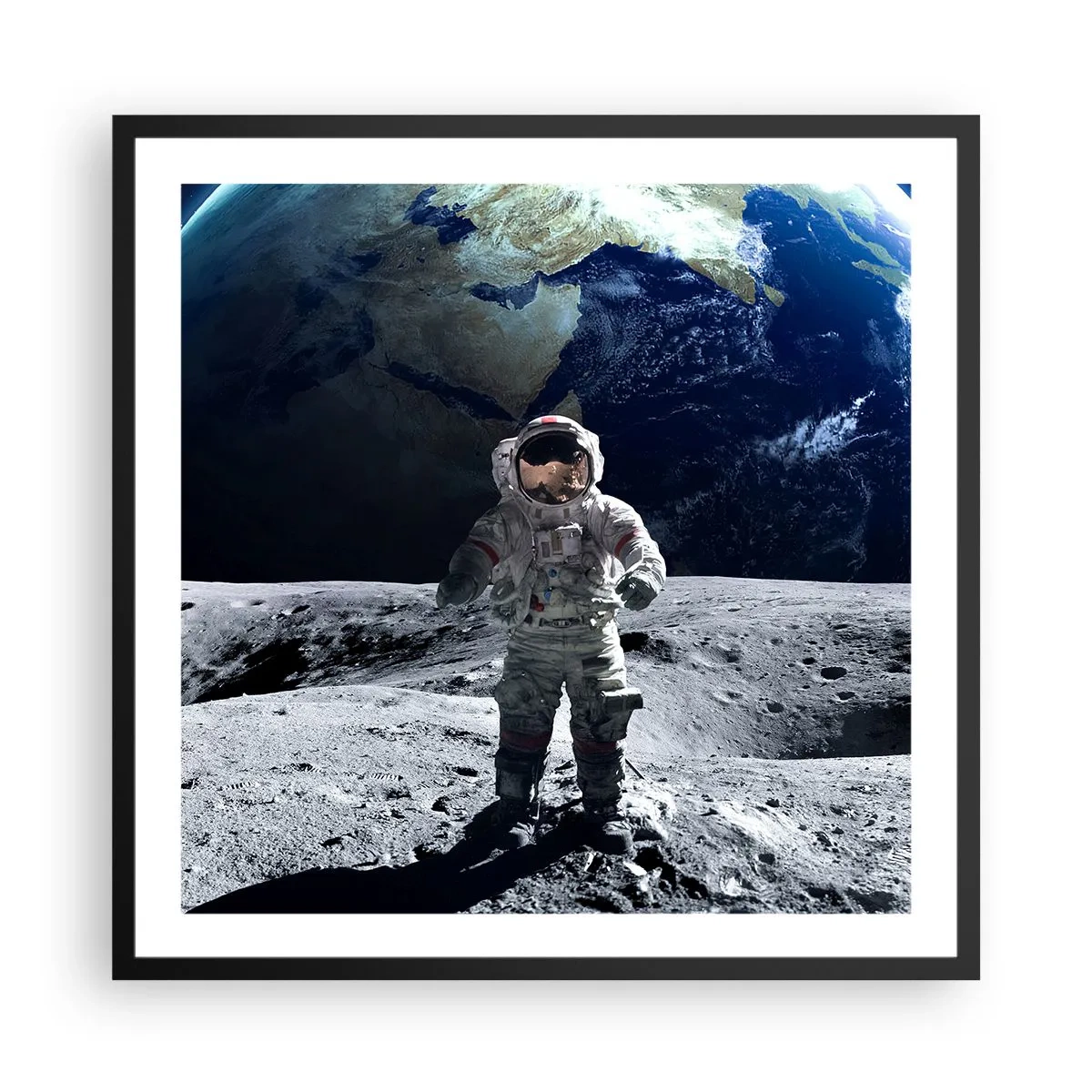 Plakat i sort ramme - Hilsner fra månen - 60x60 cm