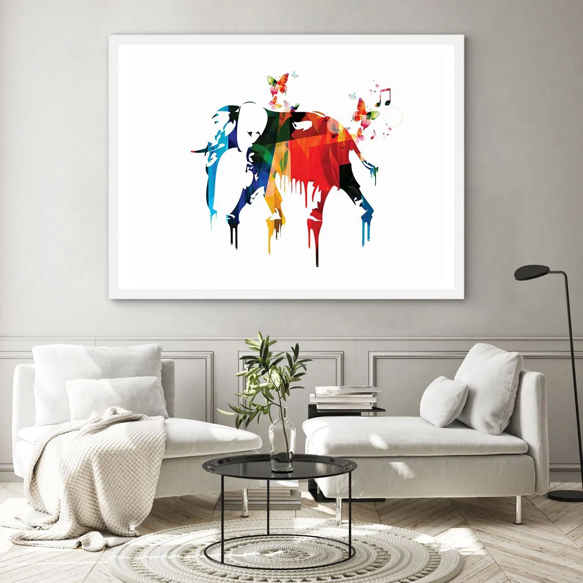 Plakat i hvid ramme - Alle kan danse - 100x70 cm