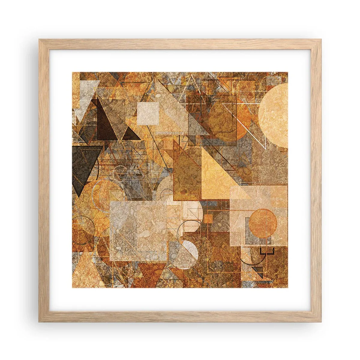Plakat i ramme af lyst egetræ - Kubistisk bronzeundersøgelse - 40x40 cm