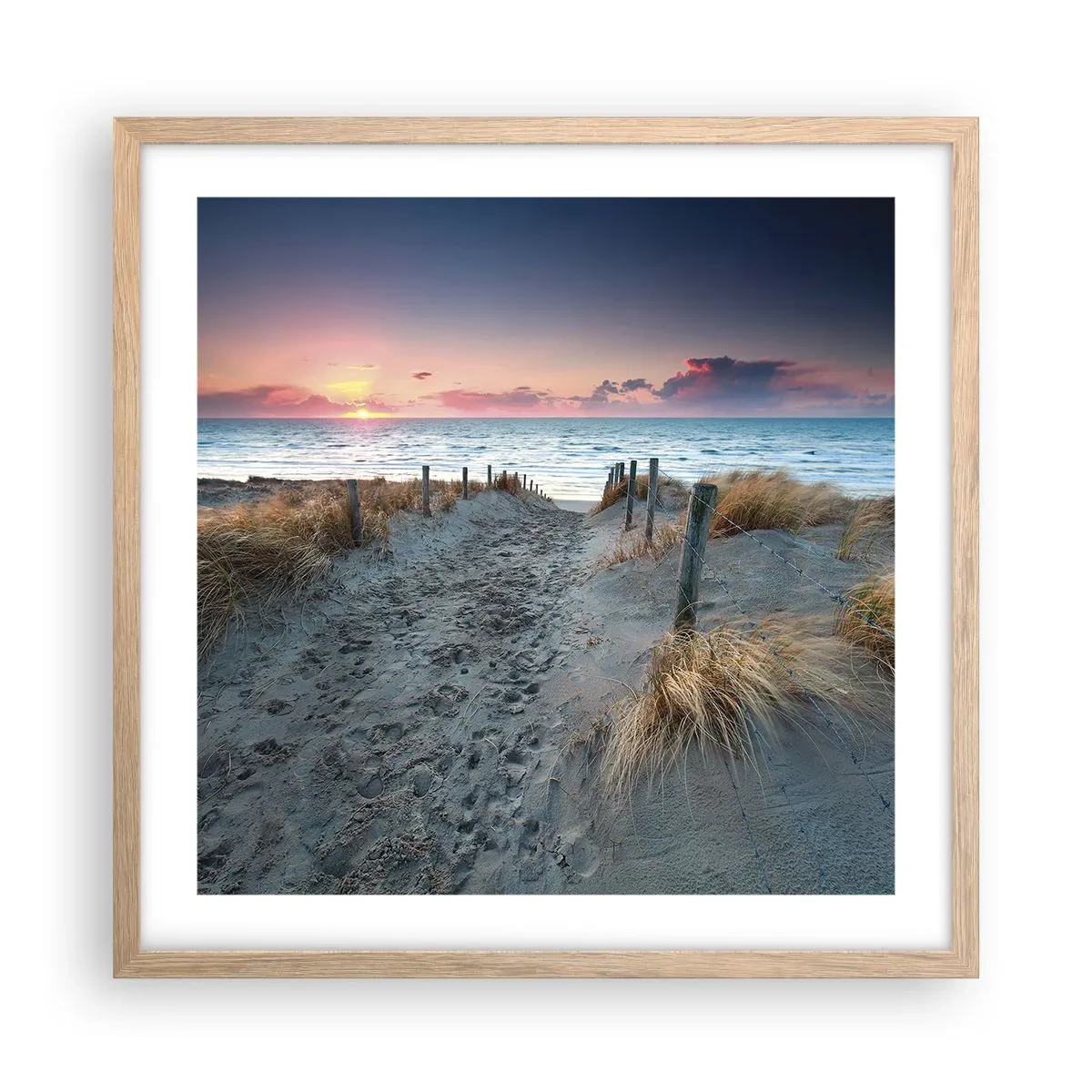 Plakat i ramme af lyst egetræ - Du har udgydt en regnbue af strålende pragt.... - 50x50 cm