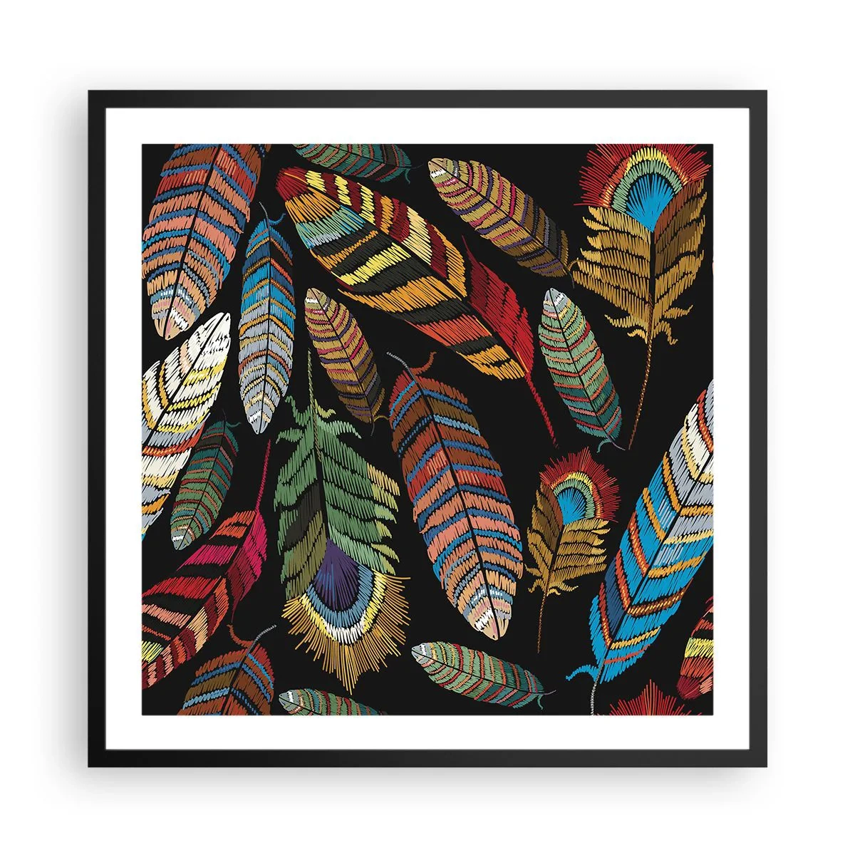 Plakat i sort ramme - Fuglekarneval - 60x60 cm