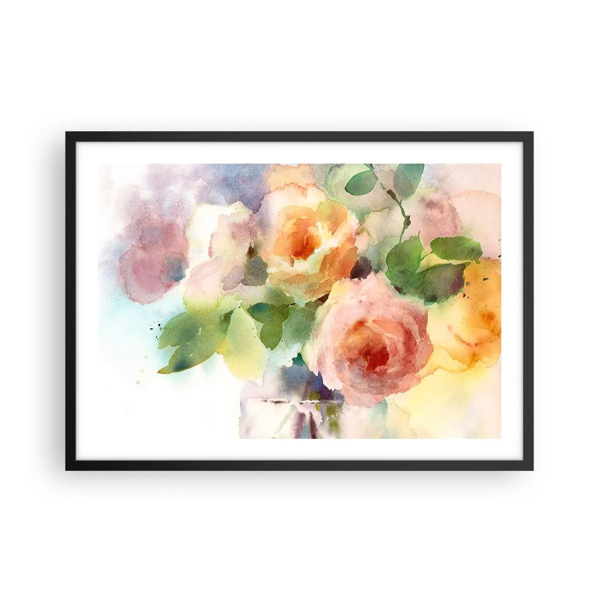 Plakat i sort ramme - Delikat som akvarelfarve - 70x50 cm