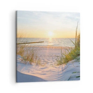 Lærredstryk - Billede på lærred - Havet brummer, fuglene synger, en vild strand midt i græsset.... - 50x50 cm