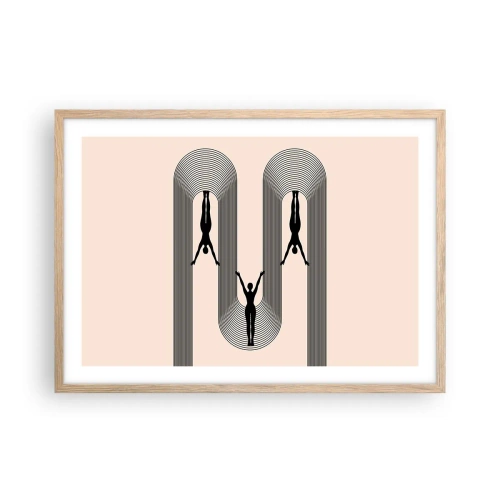 Plakat i ramme af lyst egetræ - På hovedet nedad - 70x50 cm