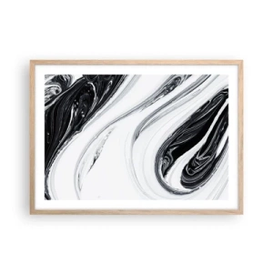 Plakat i ramme af lyst egetræ - Kombination af modsætninger - 70x50 cm