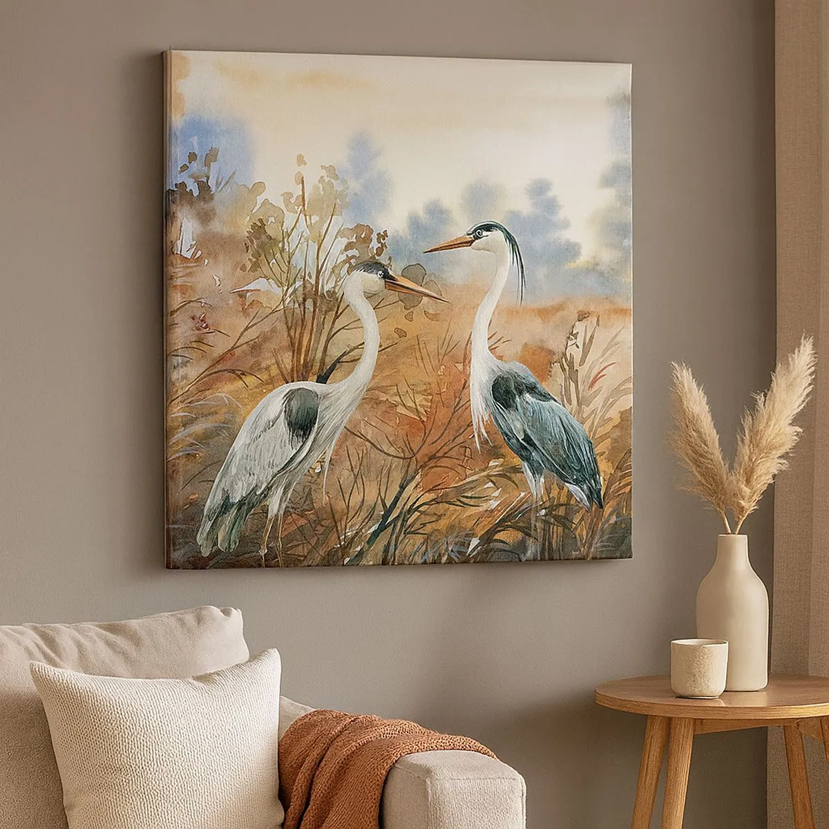 Lærredstryk - Billede på lærred - Hvor skal vi hen om efteråret? - 30x30 cm