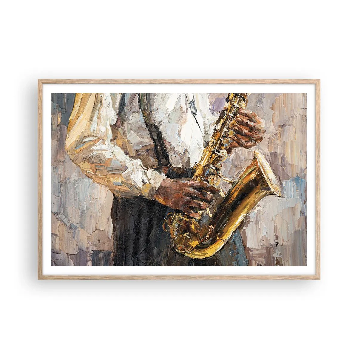 Plakat i ramme af lyst egetræ - Tid til at gå solo - 100x70 cm